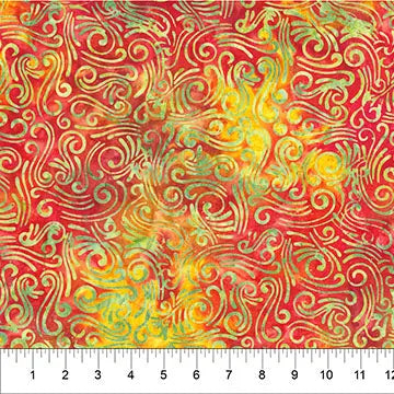 Swirls II Red And Yellow Cotton Wideback Fabric per yard - Prismatic Fiber Arts