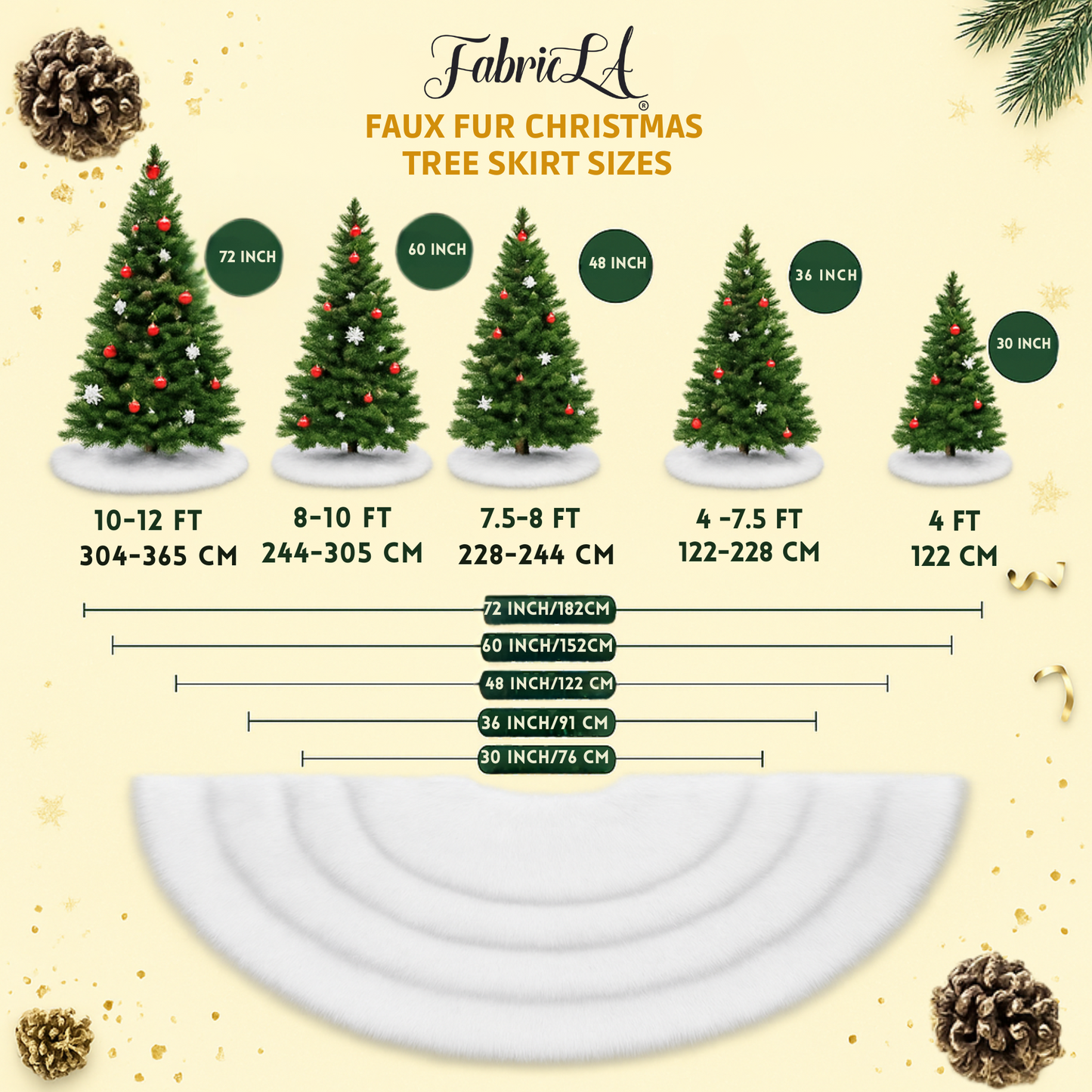Premium Faux Fur Christmas Tree Skirt - 30 Inch | Luxurious Holiday Decorations
