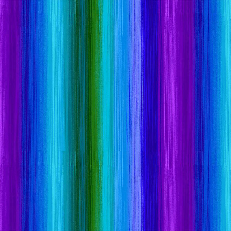 Flourish Peacock Ombre Stripes Cotton 44"/45" Fabric Per Yard - Prismatic Fiber Arts