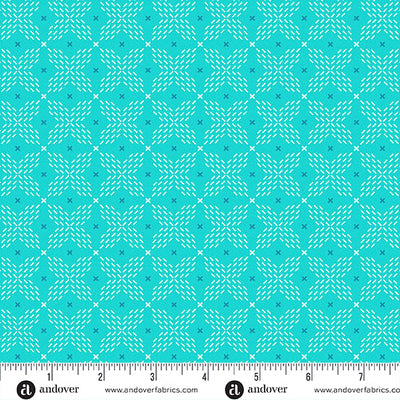Teal Double Crossed Color Pop Playground Cotton 44"/45" Fabric Per Yard - Prismatic Fiber Arts