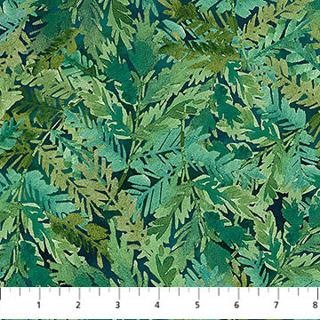 Teal Ferns Luscious Cotton 44"/45" Fabric Per Yard - Prismatic Fiber Arts