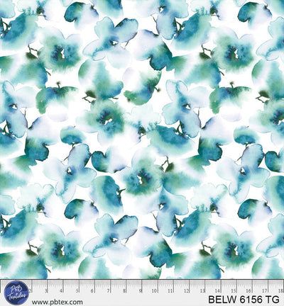 Teal / Green Floral Butterfly Belle 108" BELW-6156-TG Cotton Wideback Fabric Per Yard - Prismatic Fiber Arts