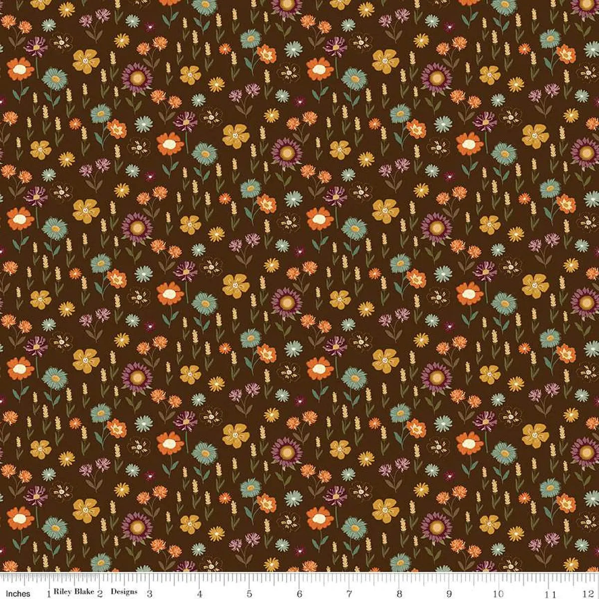 The Awe of Autumn Floral Brown 43"/44" Fabric Per Yard - Prismatic Fiber Arts