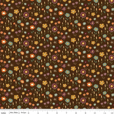 The Awe of Autumn Floral Brown 43"/44" Fabric Per Yard - Prismatic Fiber Arts