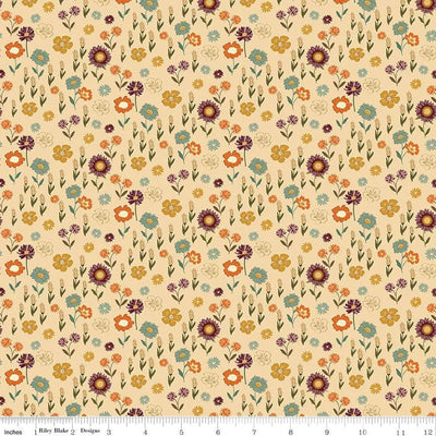 The Awe of Autumn Floral Latte 43"/44" Fabric Per Yard - Prismatic Fiber Arts