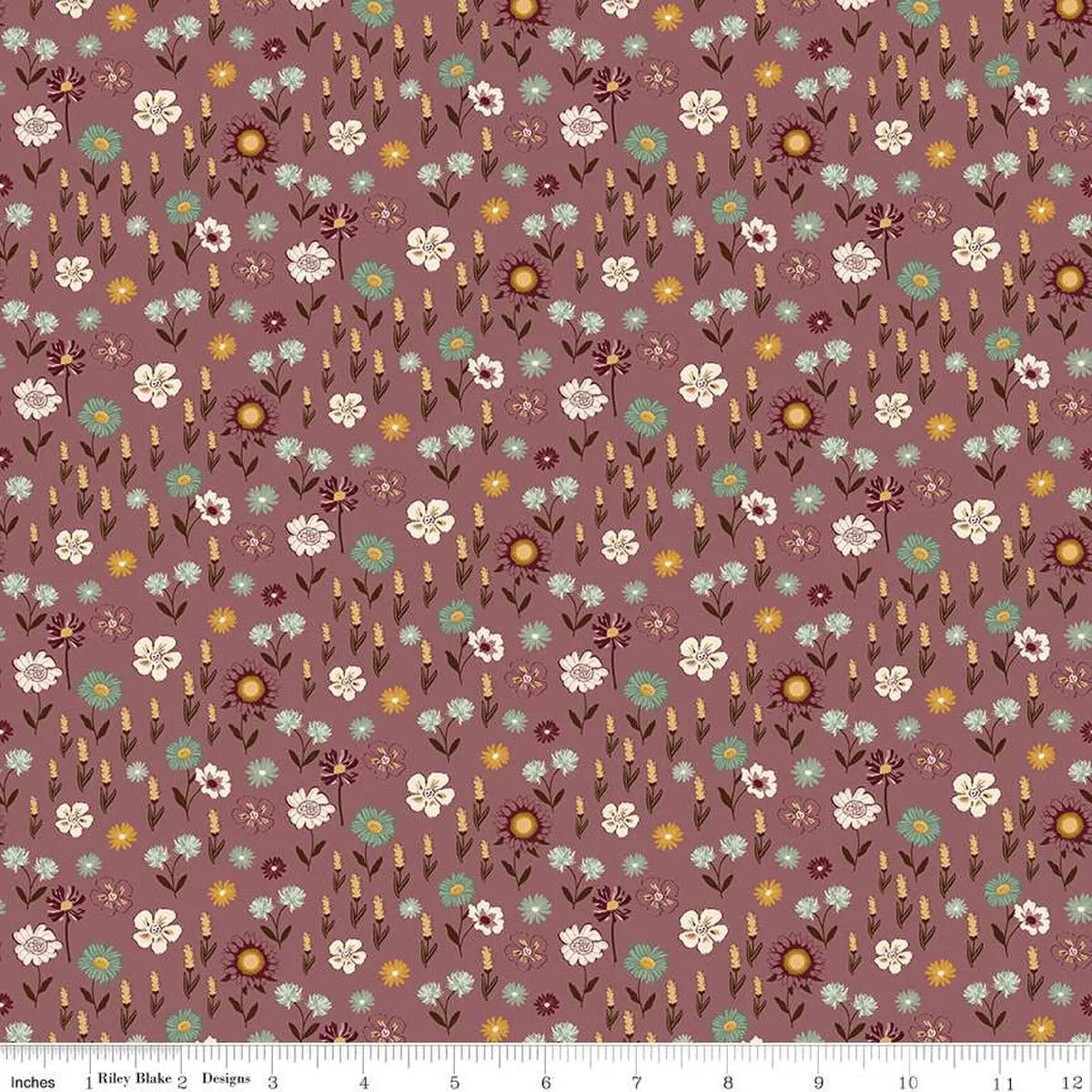 The Awe of Autumn Floral Purple 43"/44" Fabric Per Yard - Prismatic Fiber Arts