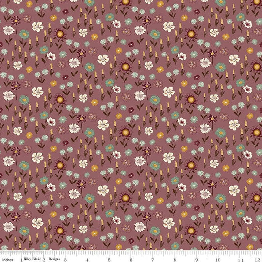 The Awe of Autumn Floral Purple 43"/44" Fabric Per Yard