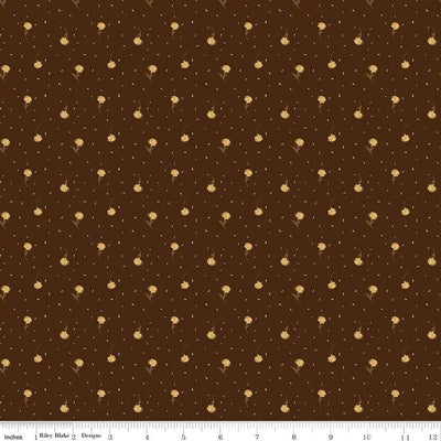 The Awe of Autumn Flower Toss Brown 43"/44" Fabric Per Yard - Prismatic Fiber Arts