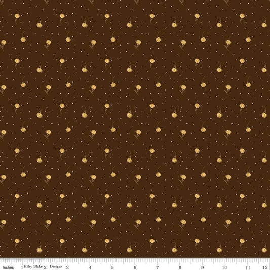 The Awe of Autumn Flower Toss Brown 43"/44" Fabric Per Yard