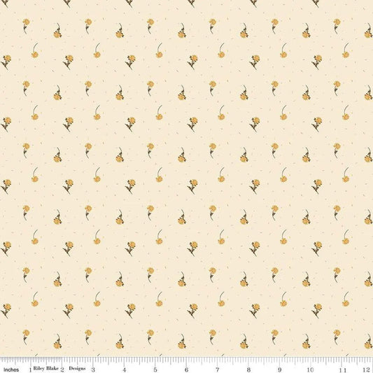 The Awe of Autumn Flower Toss Cream 43"/44" Fabric Per Yard
