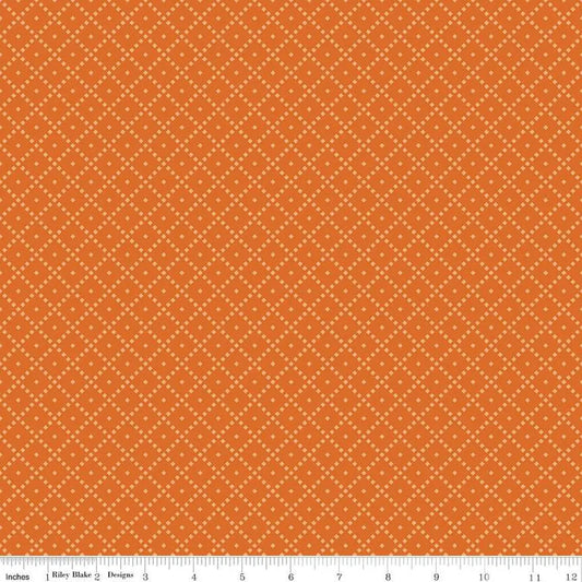 The Awe of Autumn Grid Orange 43"/44" Fabric Per Yard