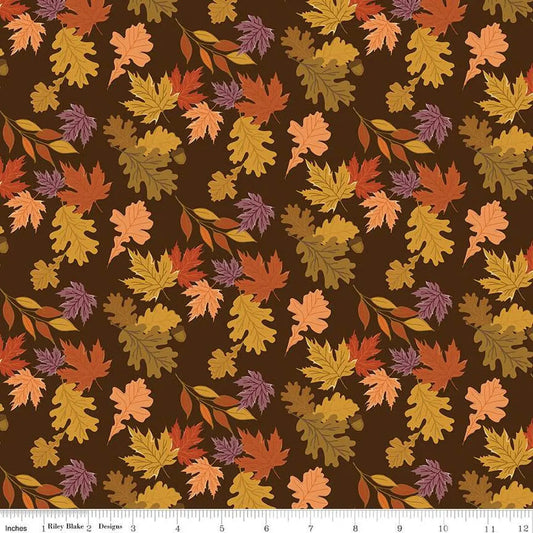 The Awe of Autumn Leaves Brown 43"/44" Fabric Per Yard