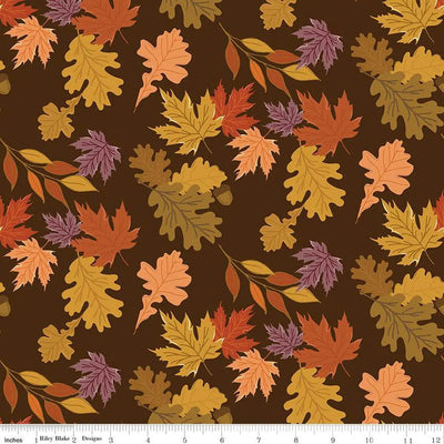 The Awe of Autumn Leaves Brown Cotton Wideback Fabric per yard - Prismatic Fiber Arts