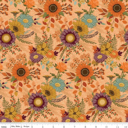 The Awe of Autumn Main Orange 43"/44" Fabric Per Yard