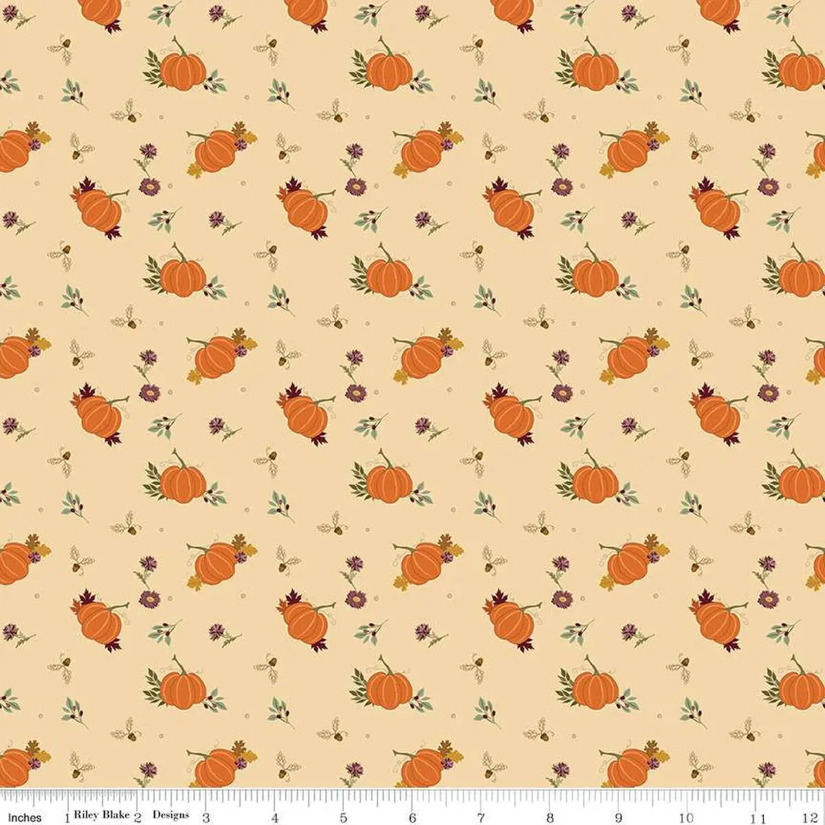 The Awe of Autumn Pumpkins Latte 43"/44" Fabric Per Yard - Prismatic Fiber Arts