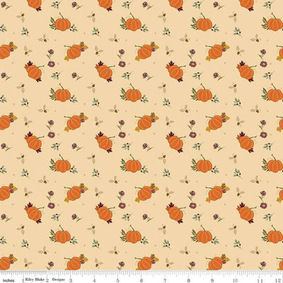 The Awe of Autumn Pumpkins Latte 43"/44" Fabric Per Yard - Prismatic Fiber Arts