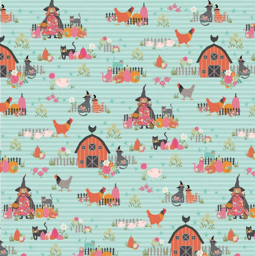 The Good Witch Poppie Cotton Teal 44"/45" Fabric Per Yard - Prismatic Fiber Arts
