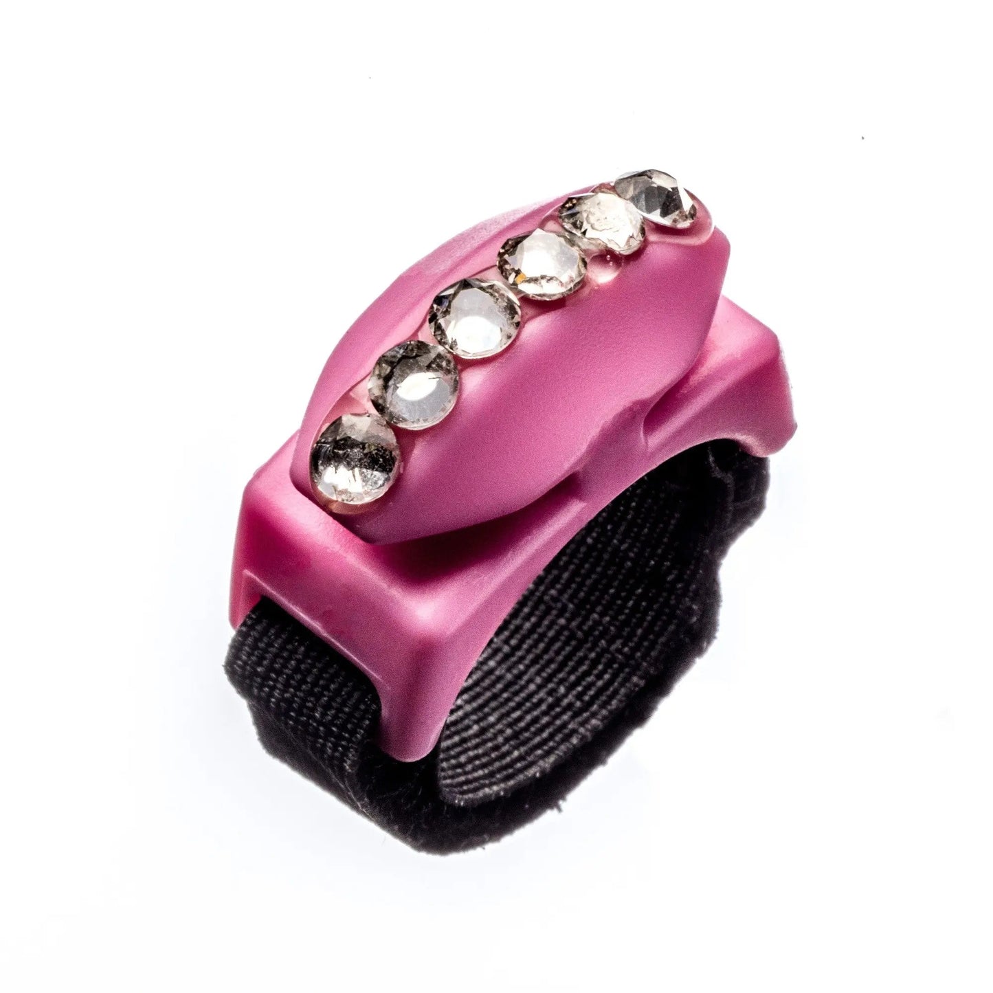 Thread Cutterz Pink Ring With Single Row of Swarovski Crystals - Prismatic Fiber Arts