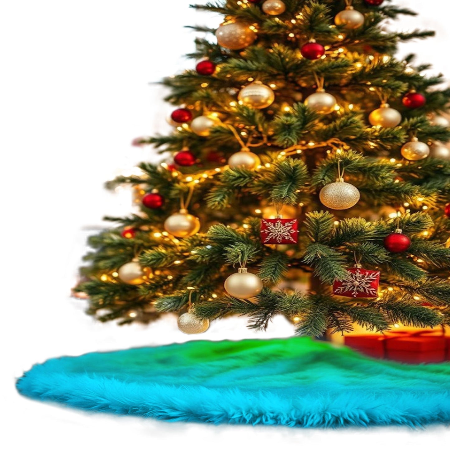 Premium Faux Fur Christmas Tree Skirt - 36 Inch | Luxurious Holiday Decorations - Prismatic Fiber Arts