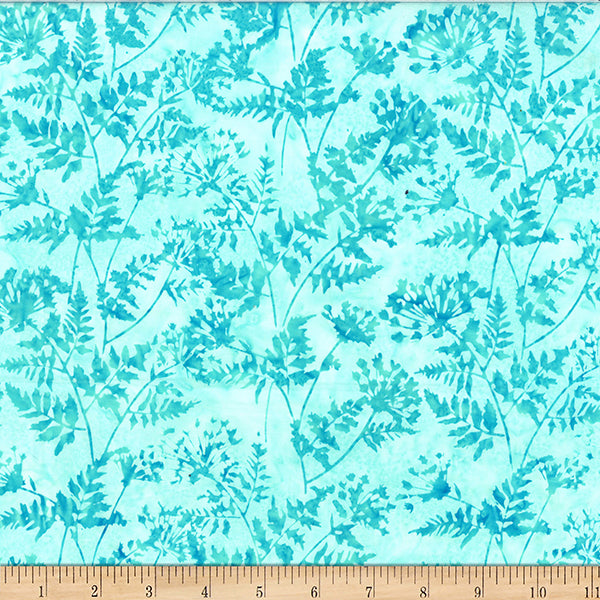 Turquoise Bali Batik Sweet Cicely Cotton 44"/45" Fabric Per Yard - Prismatic Fiber Arts