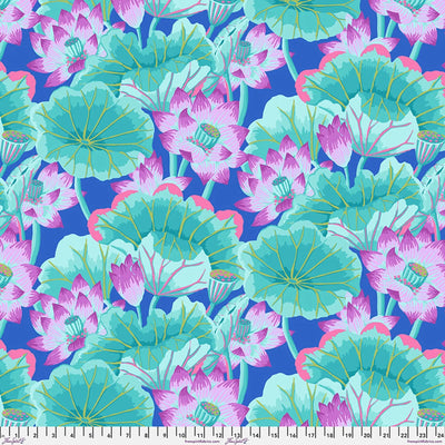 Turquoise Lake Blossoms Cotton 44"/46" Fabric Per Yard - Prismatic Fiber Arts