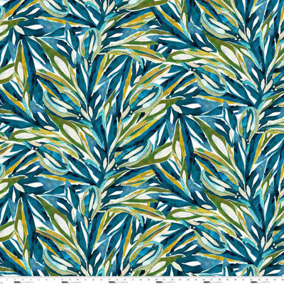 Turquoise Leaf Allover Cotton 44"/45" Fabric Per Yard - Prismatic Fiber Arts