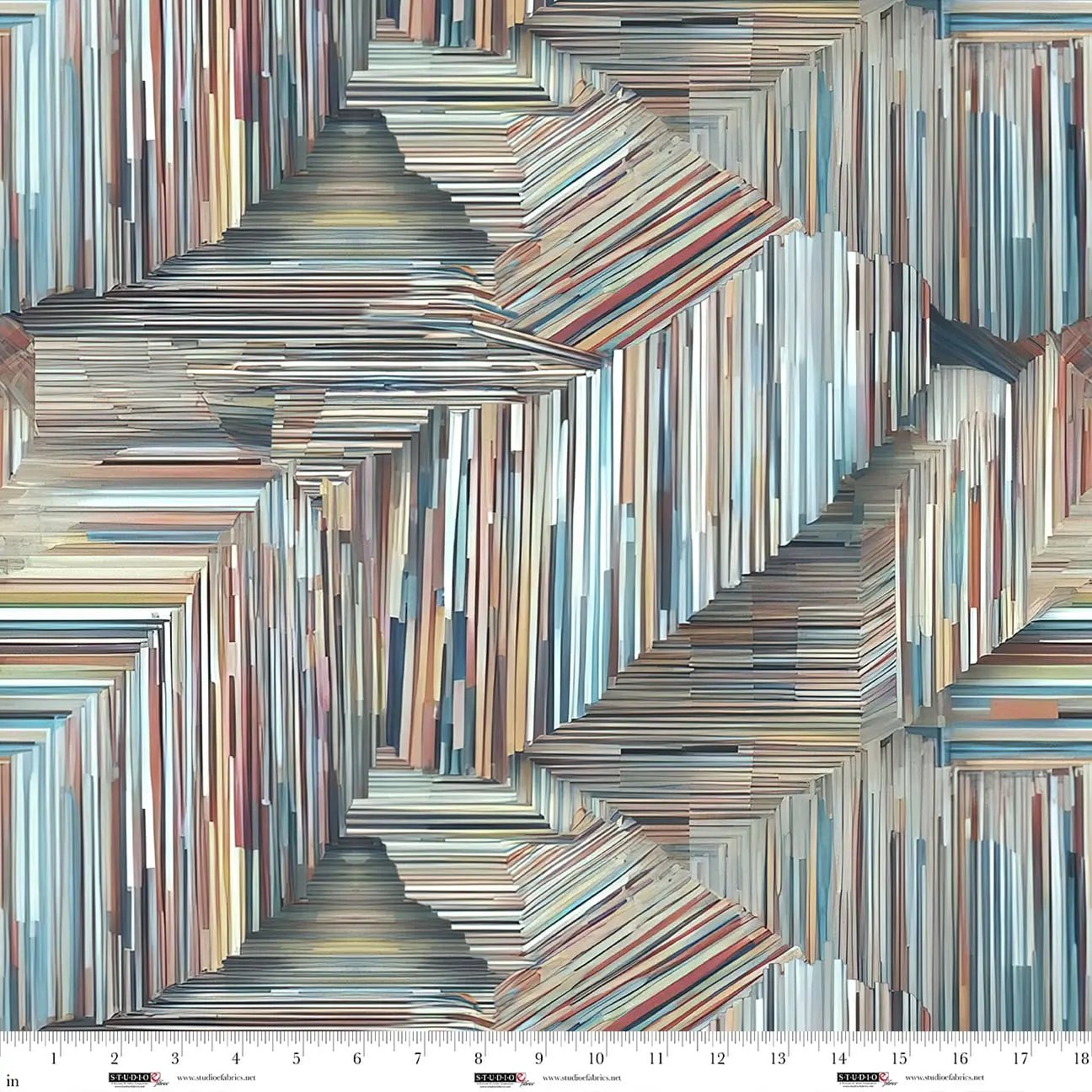 Turquoise Slats Out of the Woodwork Cotton 44"/45" Fabric Per Yard - Prismatic Fiber Arts