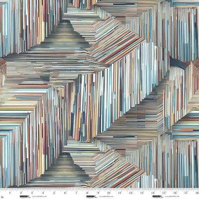 Turquoise Slats Out of the Woodwork Cotton 44"/45" Fabric Per Yard - Prismatic Fiber Arts