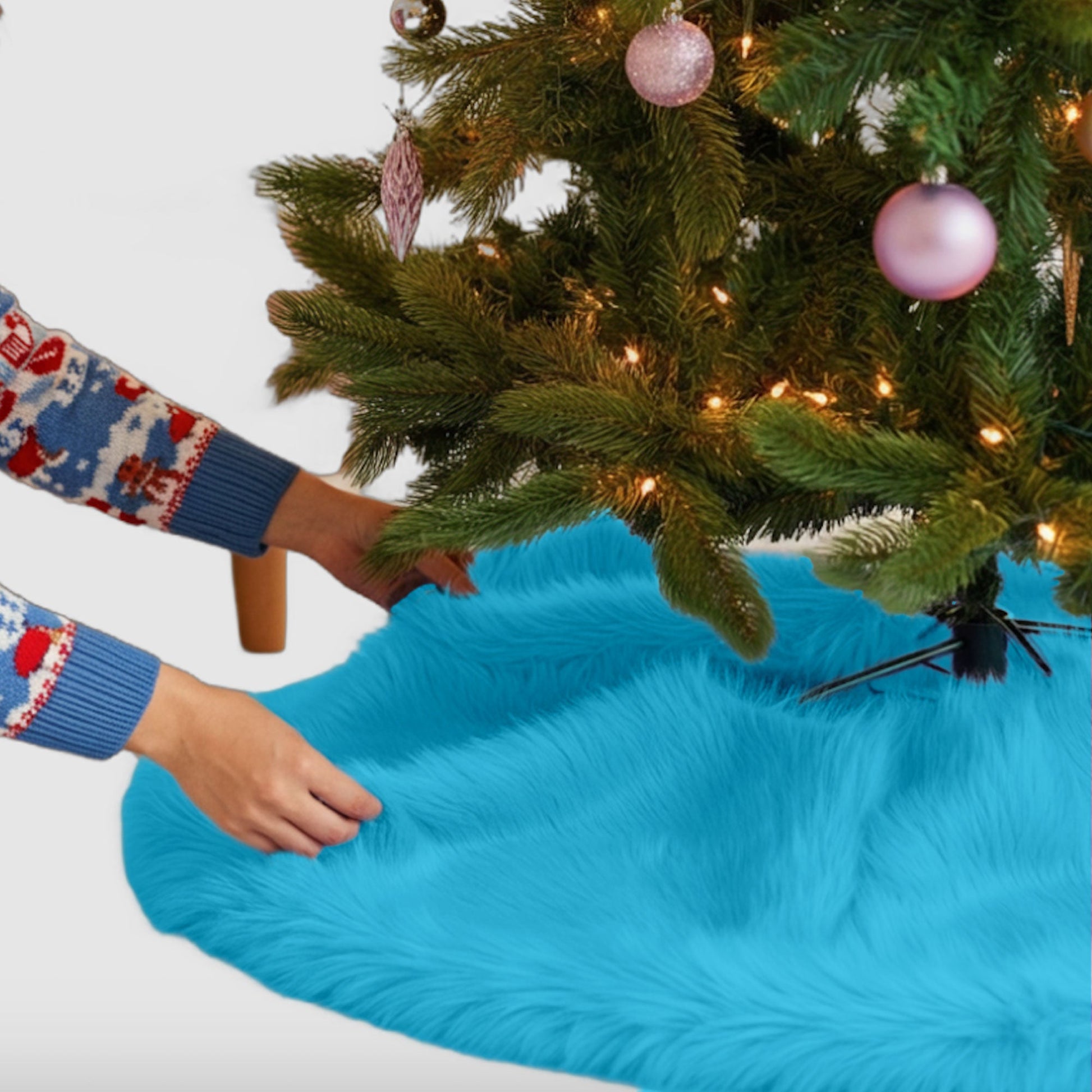 Premium Faux Fur Christmas Tree Skirt - 36 Inch | Luxurious Holiday Decorations - Prismatic Fiber Arts