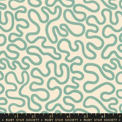 Verbena Meander Green Geometric Lines 43"/44" Fabric Per Yard - Prismatic Fiber Arts