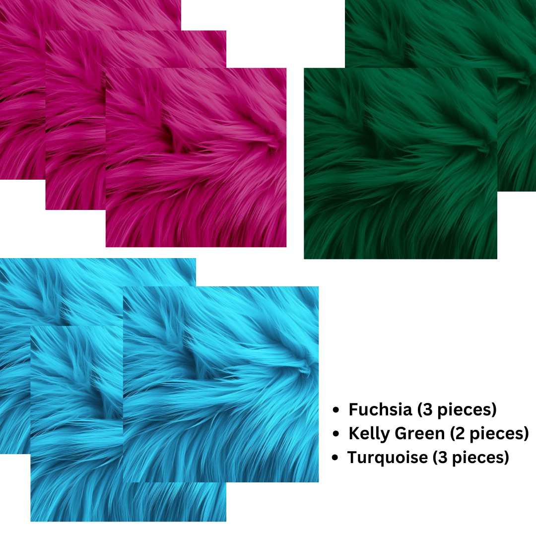 FabricLA 10x10 Faux Fur Squares - 8-Pack DIY Shaggy Patches - Prismatic Fiber Arts
