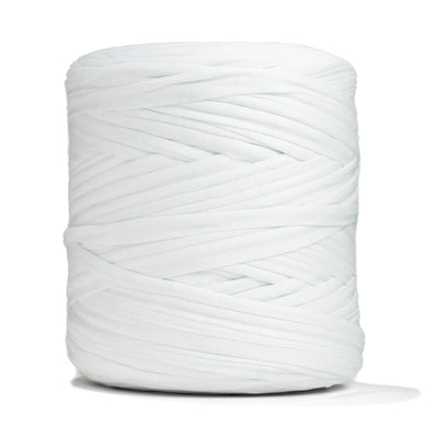 Recycled T-Shirt Fabric Yarn - White Color - Prismatic Fiber Arts