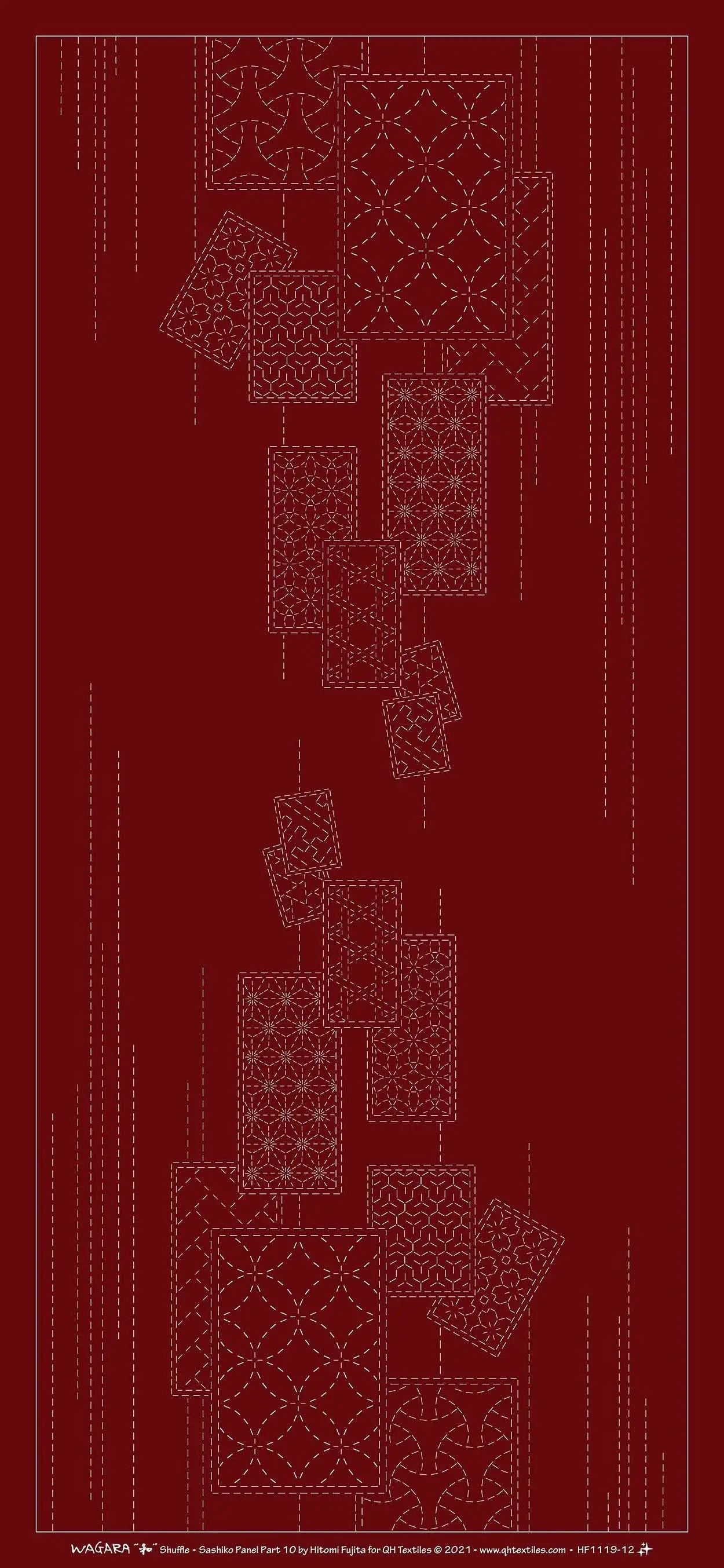 Wagara Sashiko Panel Part 10 Shuffle Red - Prismatic Fiber Arts