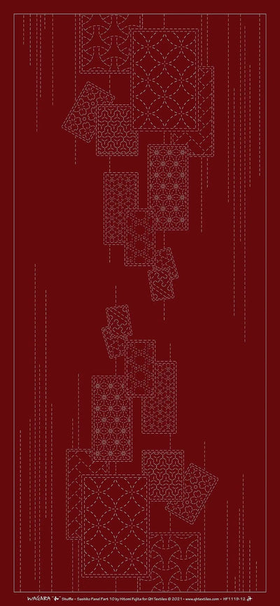 Wagara Sashiko Panel Part 10 Shuffle Red - Prismatic Fiber Arts