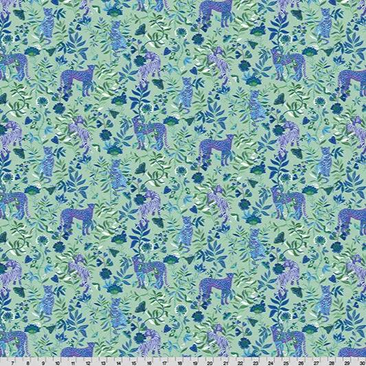 Wanderlust Big Cats Quilting Cuddle Blue Fabric per yard - Prismatic Fiber Arts