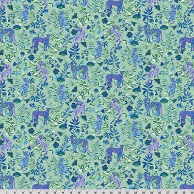 Wanderlust Big Cats Quilting Cuddle Blue Fabric per yard - Prismatic Fiber Arts