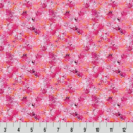 Wanderlust Daisies Quilting Cuddle Pink Fabric per yard - Prismatic Fiber Arts