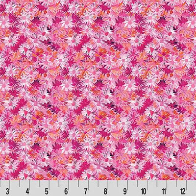 Wanderlust Daisies Quilting Cuddle Pink Fabric per yard - Prismatic Fiber Arts