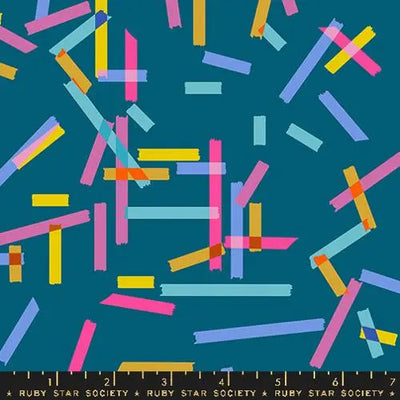 Washi Plus Teal Novelty Tape 43"/44" Fabric Per Yard - Prismatic Fiber Arts