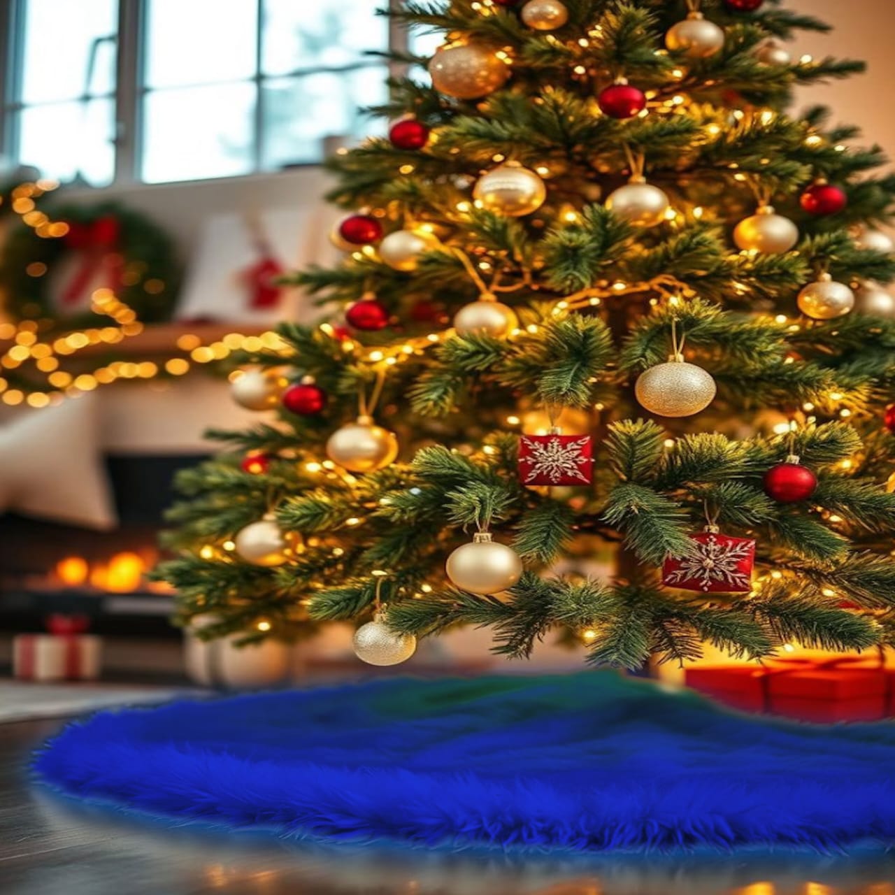 Premium Faux Fur Christmas Tree Skirt - 60 Inch | Luxurious Holiday Decorations - Prismatic Fiber Arts