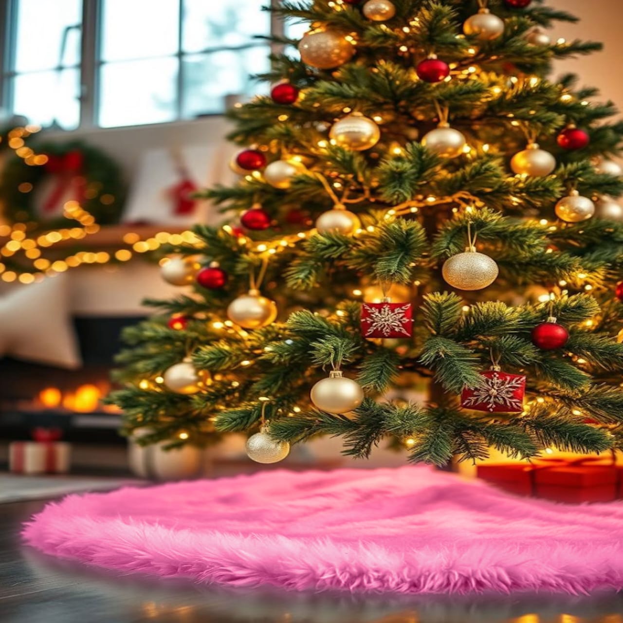 Premium Faux Fur Christmas Tree Skirt - 40 Inch | Luxurious Holiday Decorations - Prismatic Fiber Arts