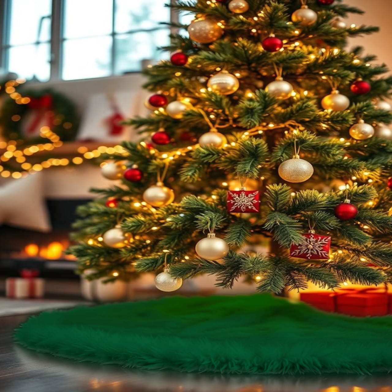 Premium Faux Fur Christmas Tree Skirt - 40 Inch | Luxurious Holiday Decorations - Prismatic Fiber Arts