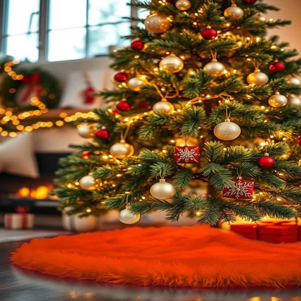 Premium Faux Fur Christmas Tree Skirt - 40 Inch | Luxurious Holiday Decorations - Prismatic Fiber Arts