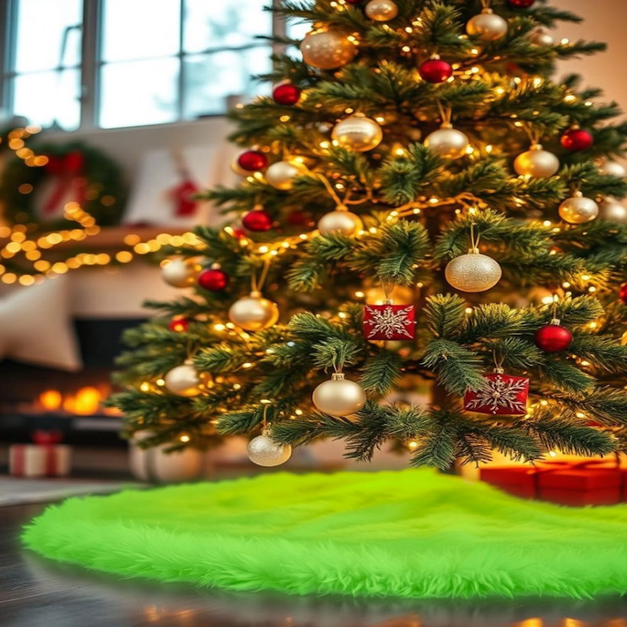 Premium Faux Fur Christmas Tree Skirt - 40 Inch | Luxurious Holiday Decorations - Prismatic Fiber Arts