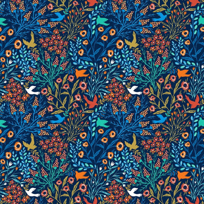 Whimsy Blue Bird Garden 44"/45" Fabric Per Yard - Prismatic Fiber Arts