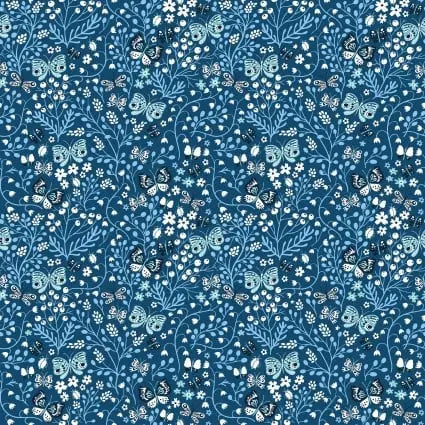 Whimsy Blue Butterflies 44"/45" Fabric Per Yard - Prismatic Fiber Arts