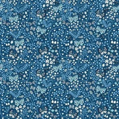 Whimsy Blue Butterflies 44"/45" Fabric Per Yard - Prismatic Fiber Arts