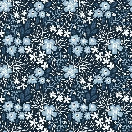 Whimsy Blue Flower Garden 44"/45" Fabric Per Yard - Prismatic Fiber Arts