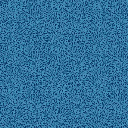 Whimsy Blue Leaves 44"/45" Fabric Per Yard - Prismatic Fiber Arts