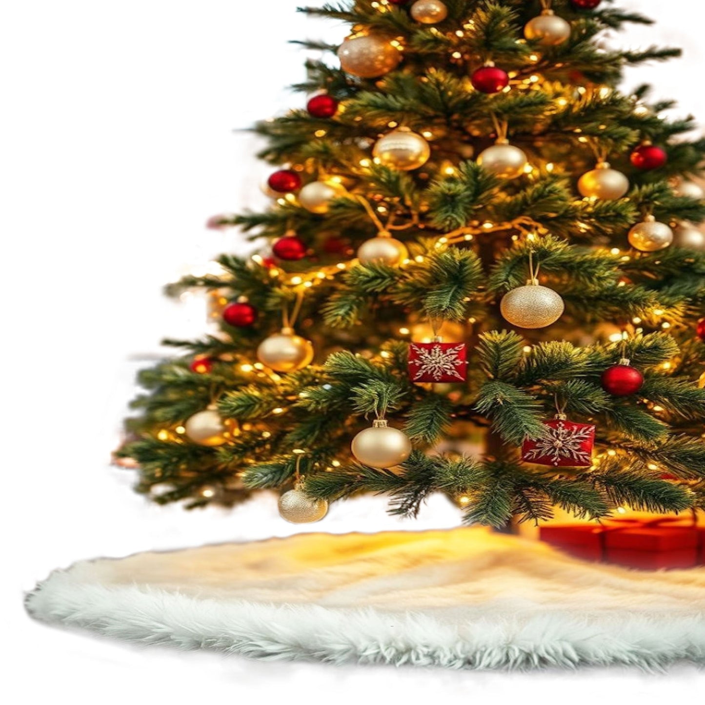 Premium Faux Fur Christmas Tree Skirt - 36 Inch | Luxurious Holiday Decorations - Prismatic Fiber Arts